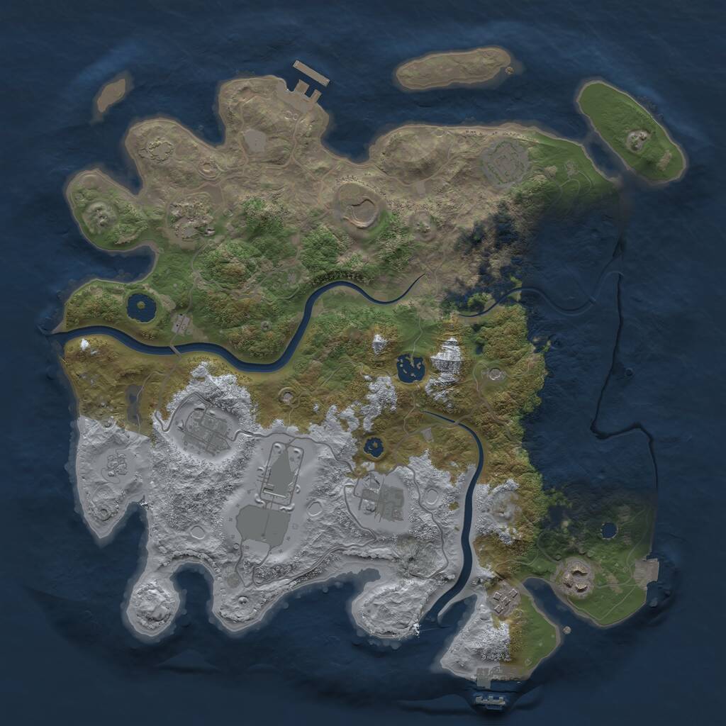 Rust Map: Procedural Map, Size: 3750, Seed: 2132131265, 15 Monuments