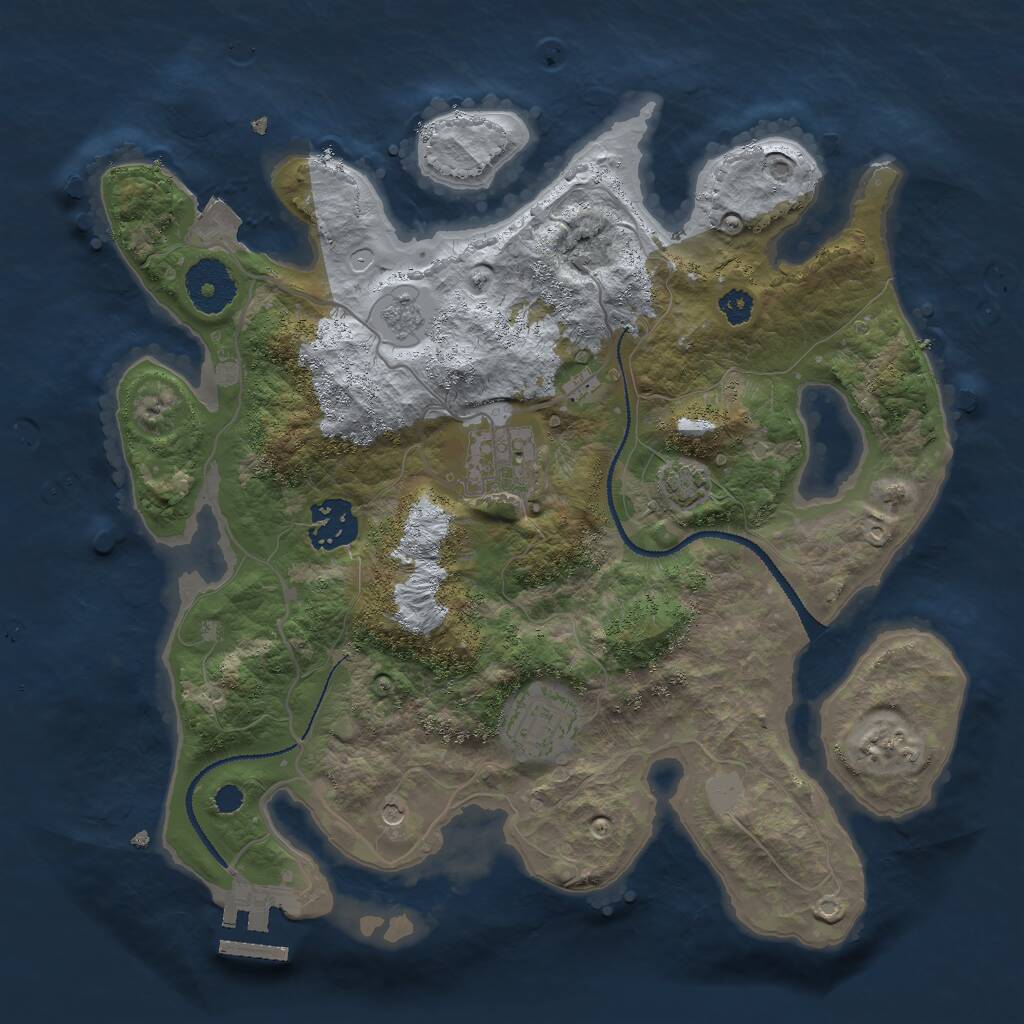 Rust Map: Procedural Map, Size: 3000, Seed: 393197, 8 Monuments