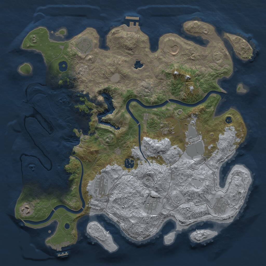 Rust Map: Procedural Map, Size: 4000, Seed: 493026905, 16 Monuments