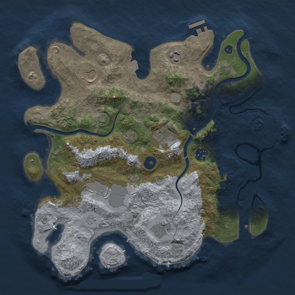 Rust Map: Procedural Map, Size: 3500, Seed: 1453, 13 Monuments