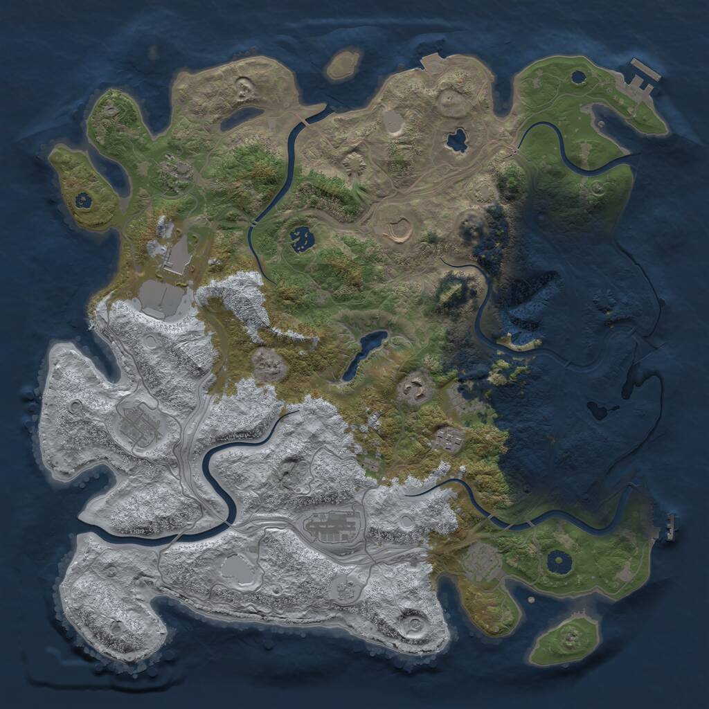 Rust Map: Procedural Map, Size: 4300, Seed: 1273888227, 16 Monuments