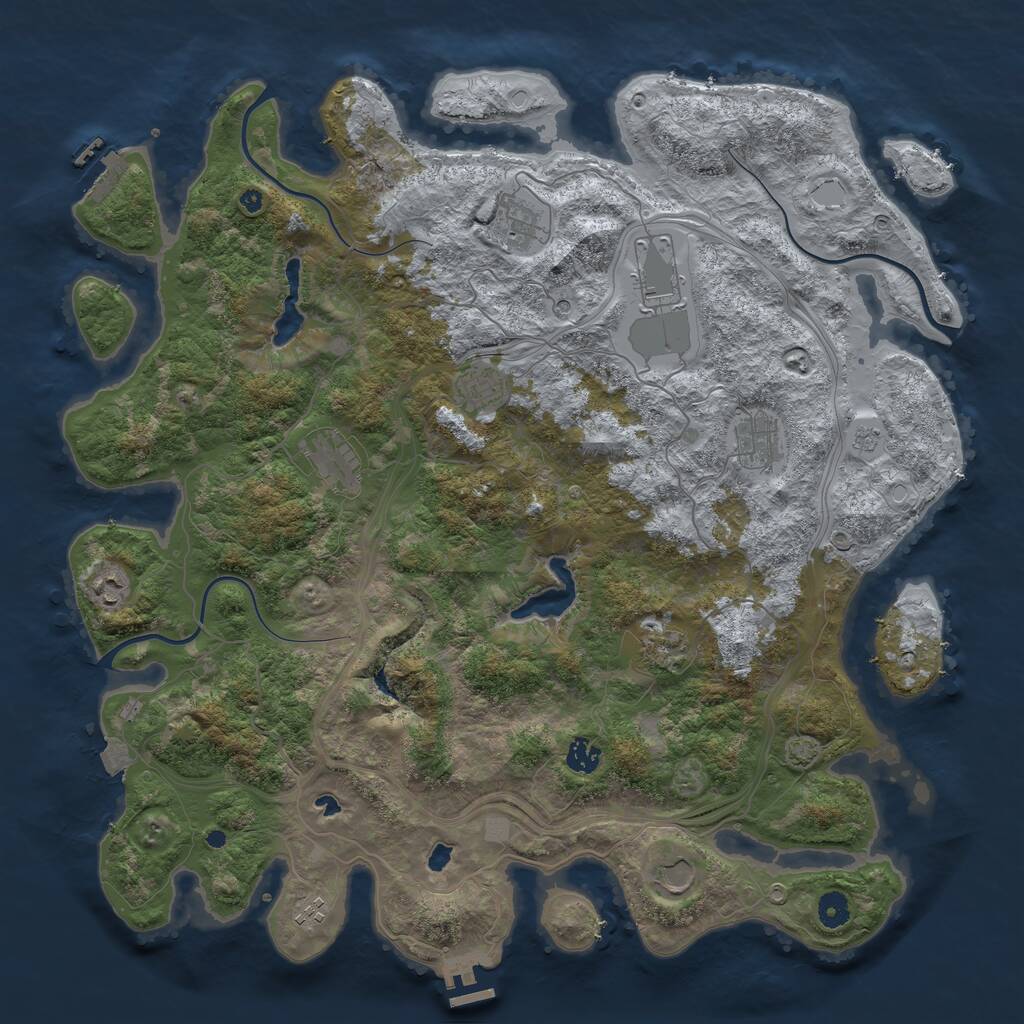 Rust Map: Procedural Map, Size: 4500, Seed: 957787193, 16 Monuments
