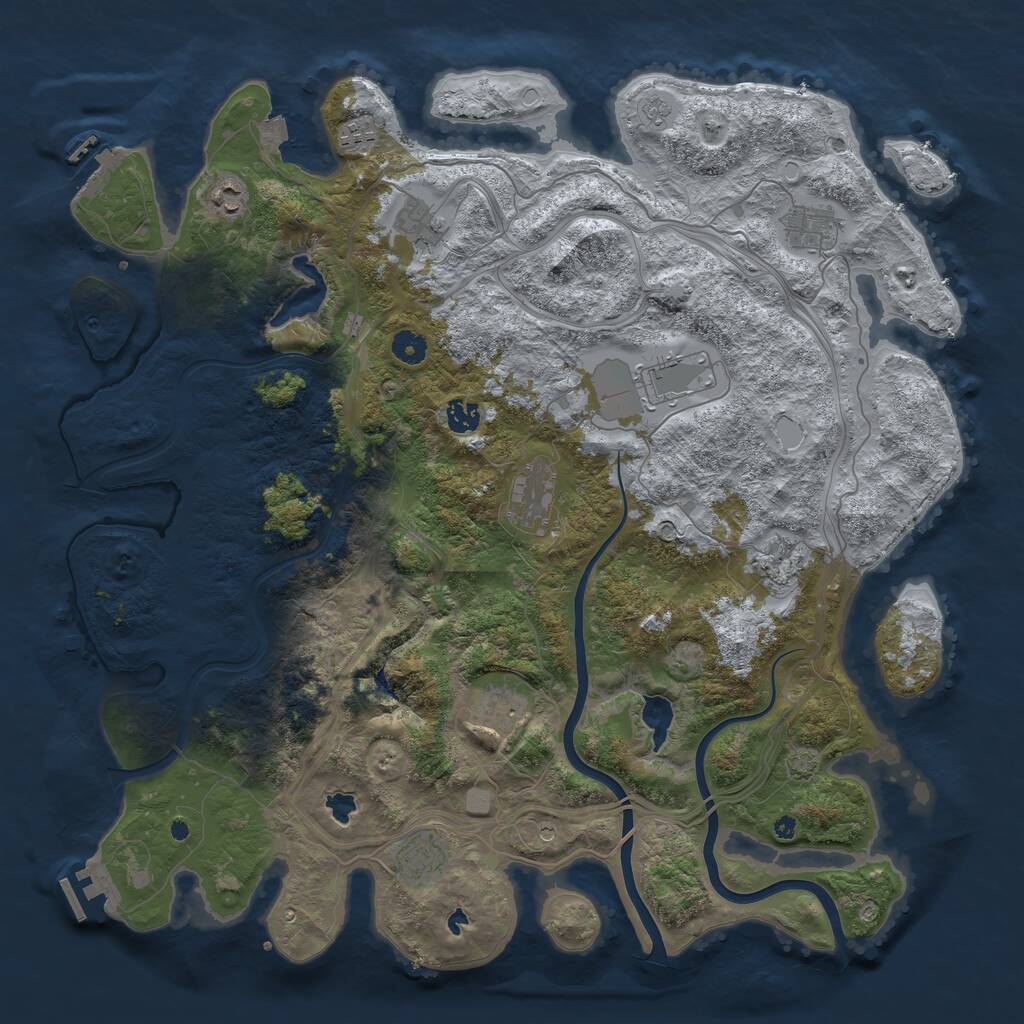 Rust Map: Procedural Map, Size: 4500, Seed: 957787193, 16 Monuments