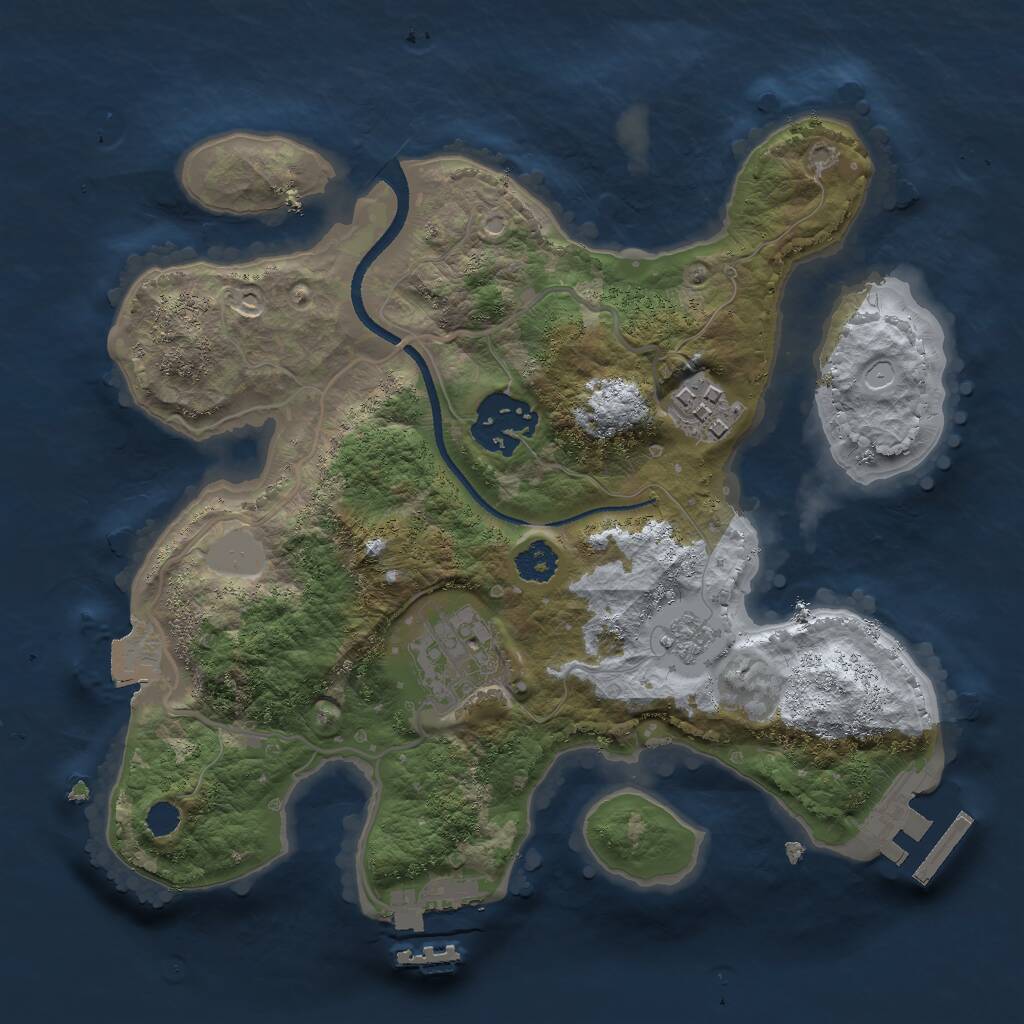 Rust Map: Procedural Map, Size: 2500, Seed: 3520, 7 Monuments