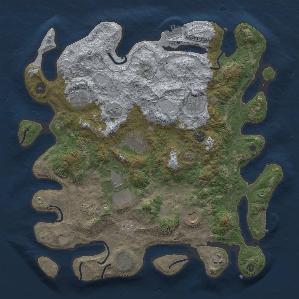 Rust Map: Procedural Map, Size: 4000, Seed: 253405207, 19 Monuments
