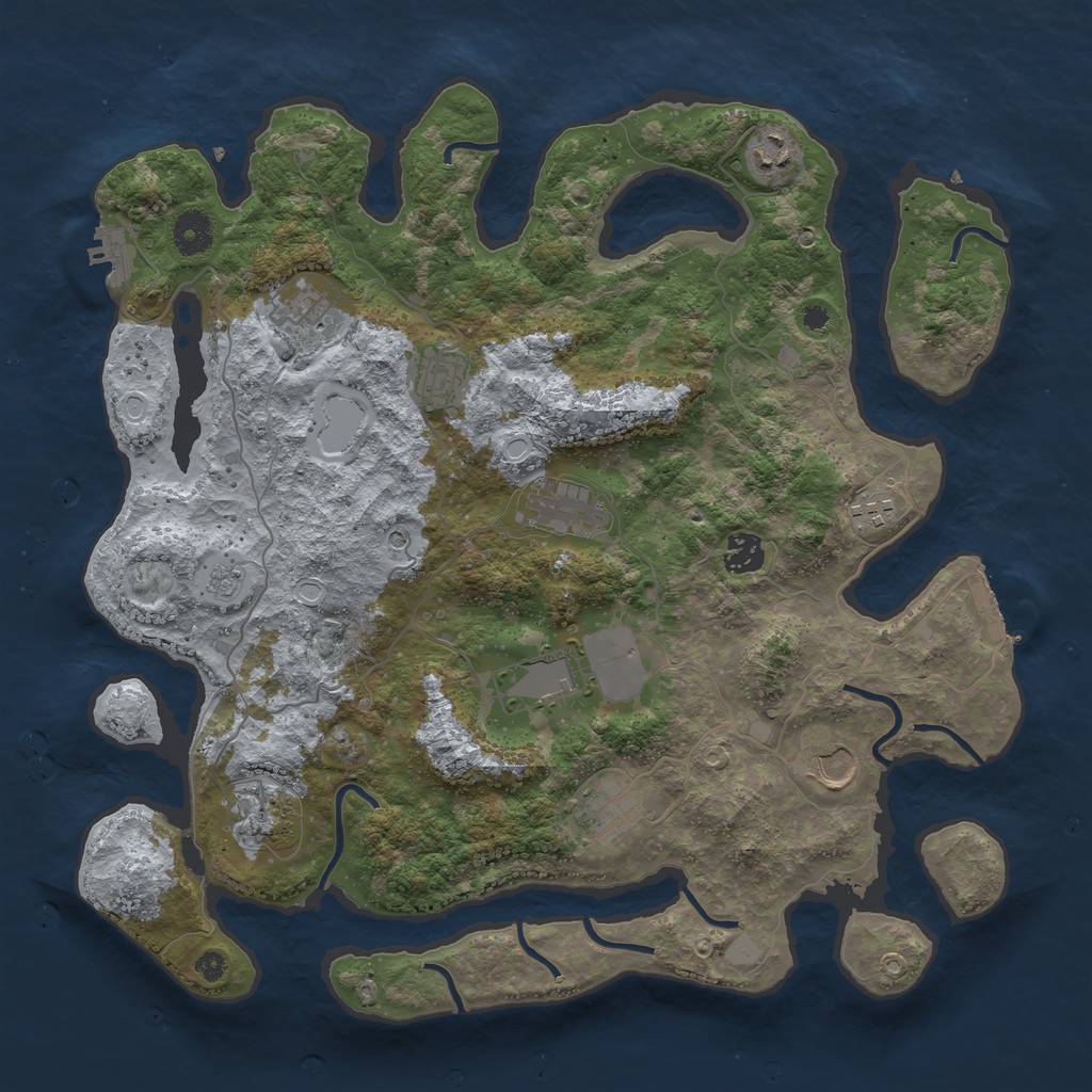 Rust Map: Procedural Map, Size: 3900, Seed: 847674181, 19 Monuments