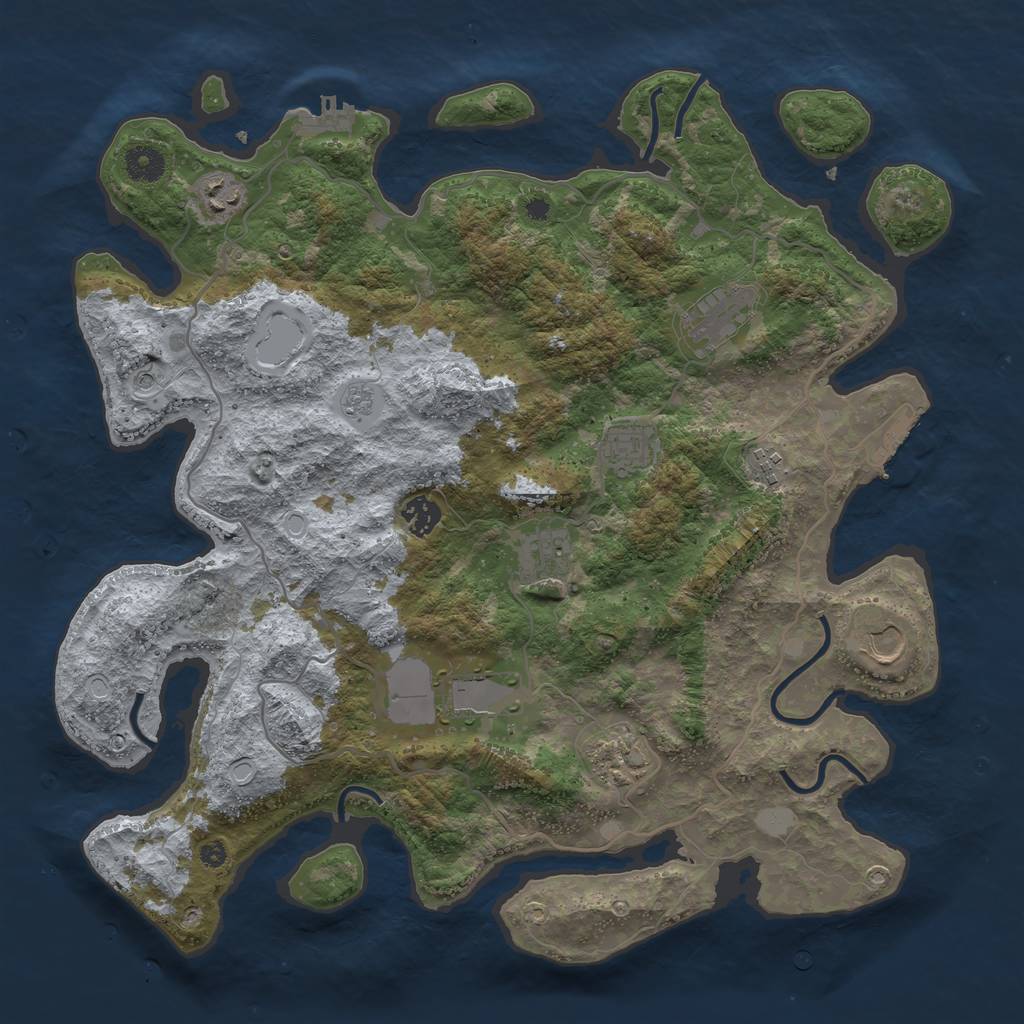 Rust Map: Procedural Map, Size: 4000, Seed: 965008, 18 Monuments