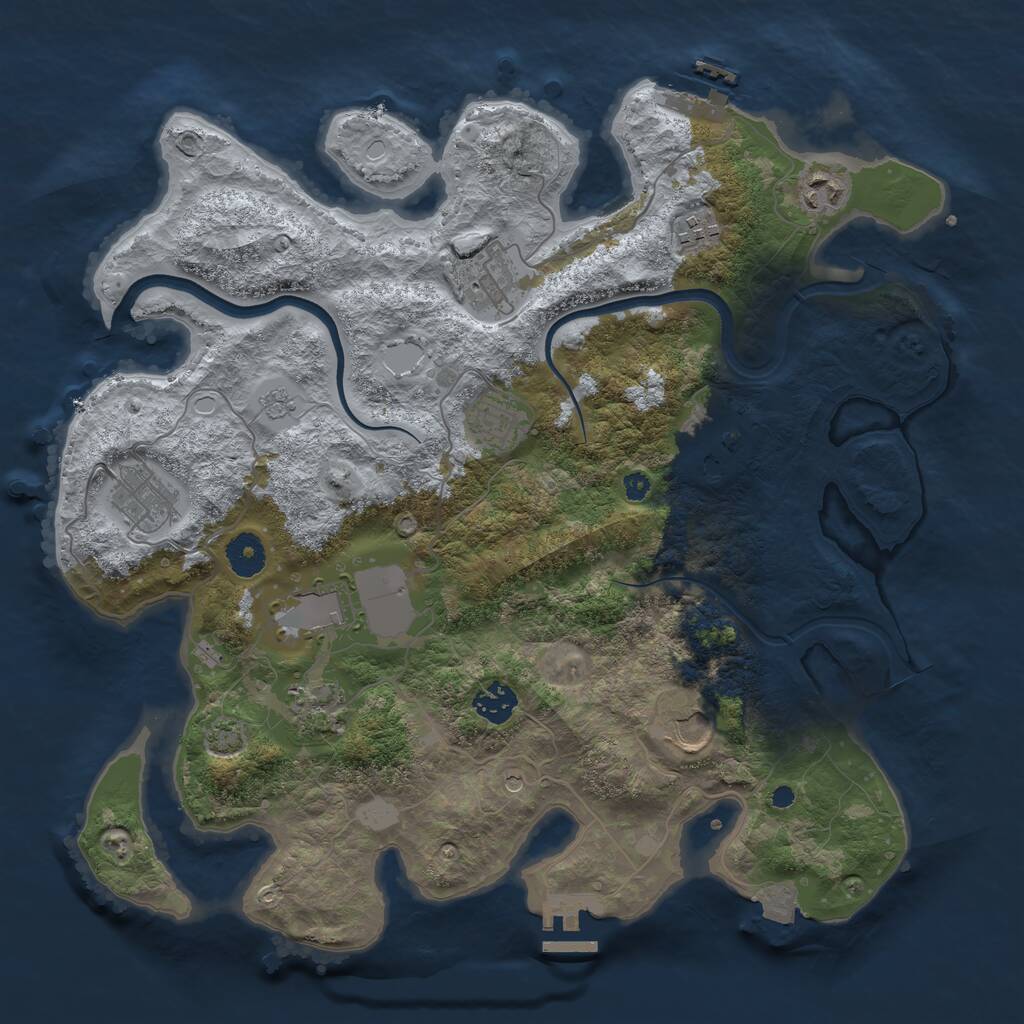 Rust Map: Procedural Map, Size: 3750, Seed: 4777, 16 Monuments