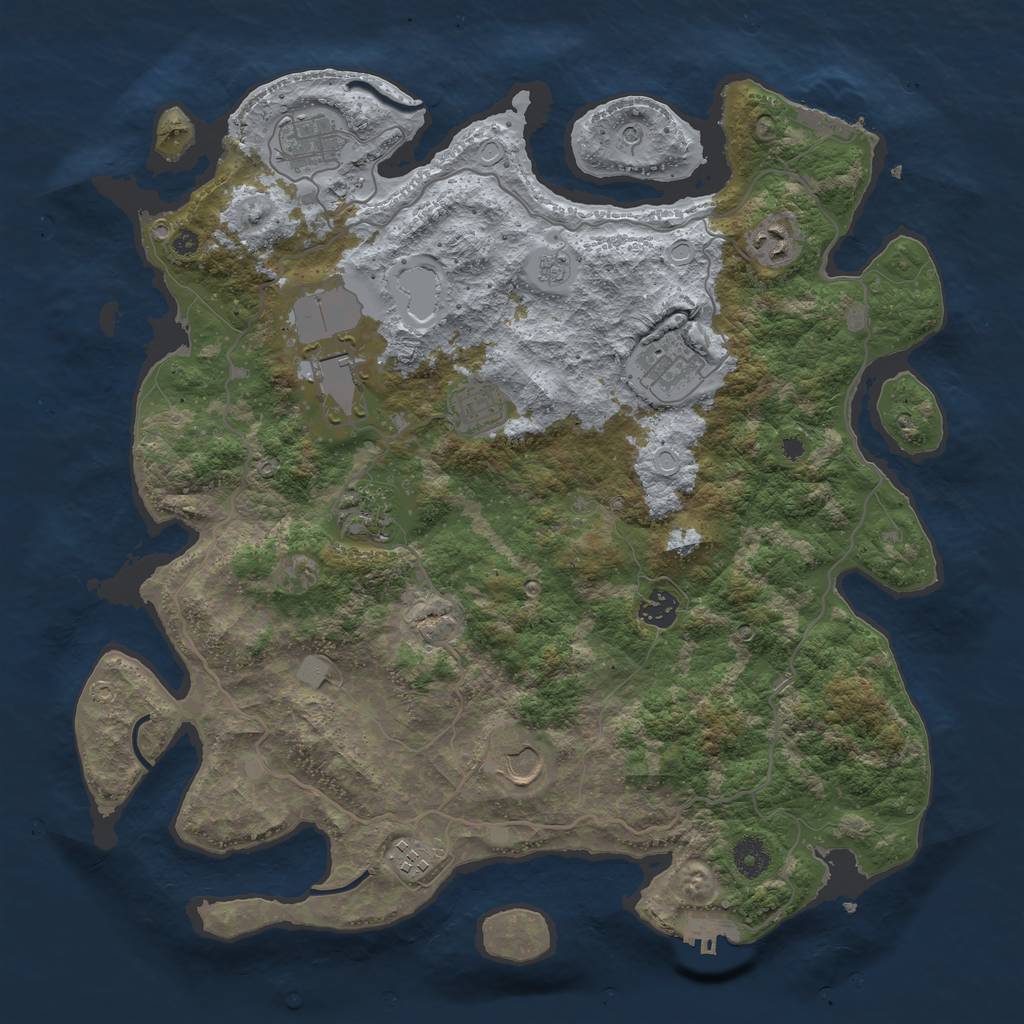 Rust Map: Procedural Map, Size: 4000, Seed: 39660301, 18 Monuments