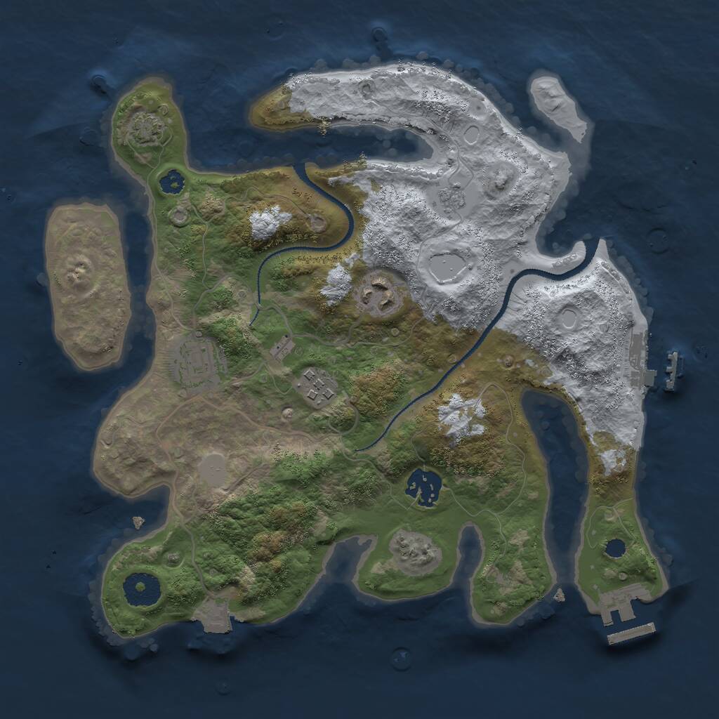 Rust Map: Procedural Map, Size: 3000, Seed: 485454930, 9 Monuments