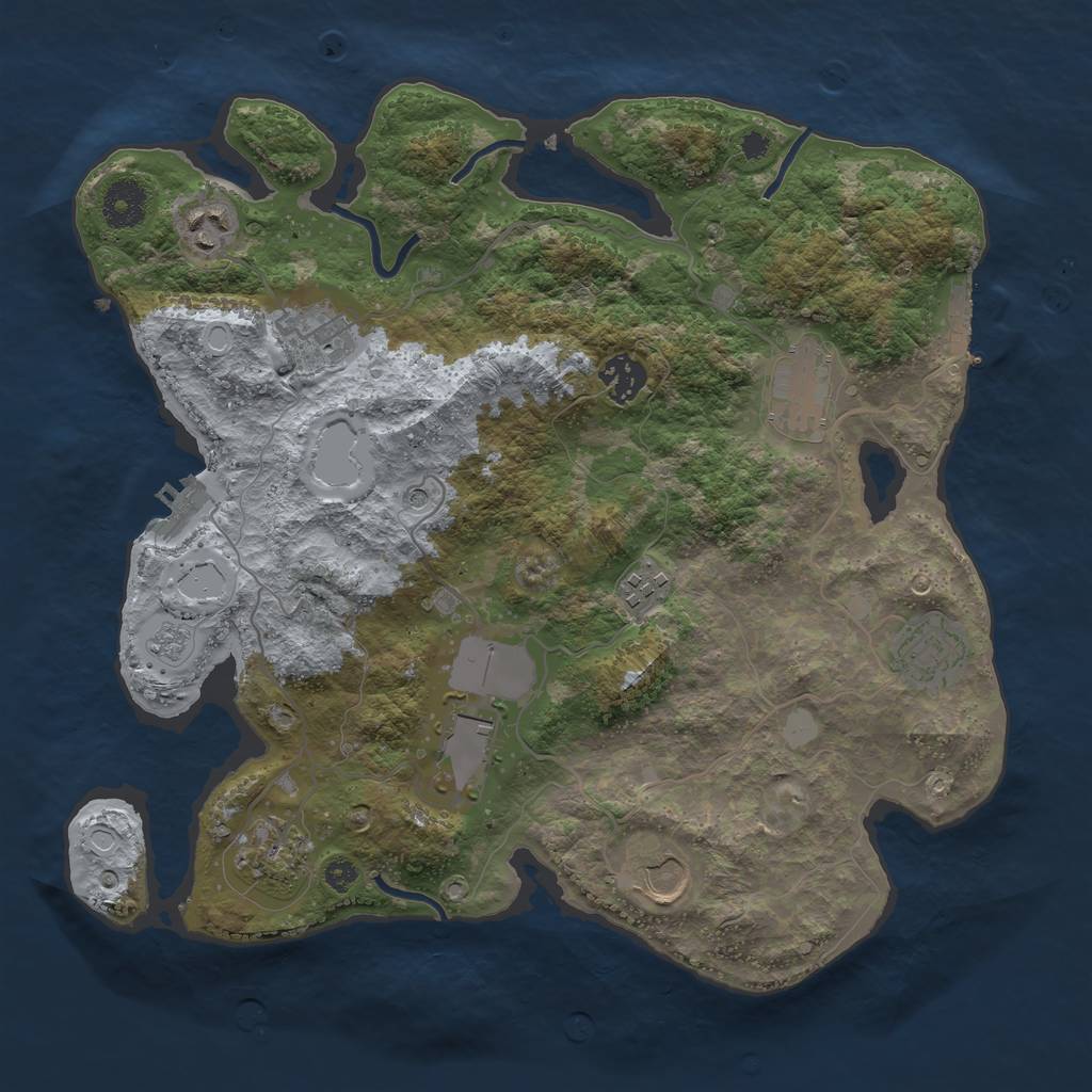 Rust Map: Procedural Map, Size: 3500, Seed: 15844, 18 Monuments