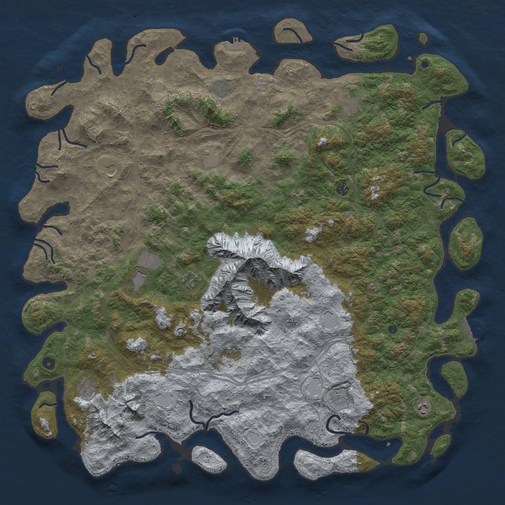 Rust Map: Procedural Map, Size: 6000, Seed: 162896773, 20 Monuments