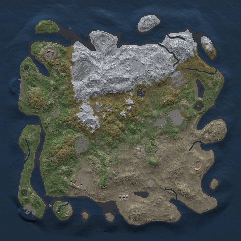 Rust Map: Procedural Map, Size: 3900, Seed: 1353674609, 18 Monuments