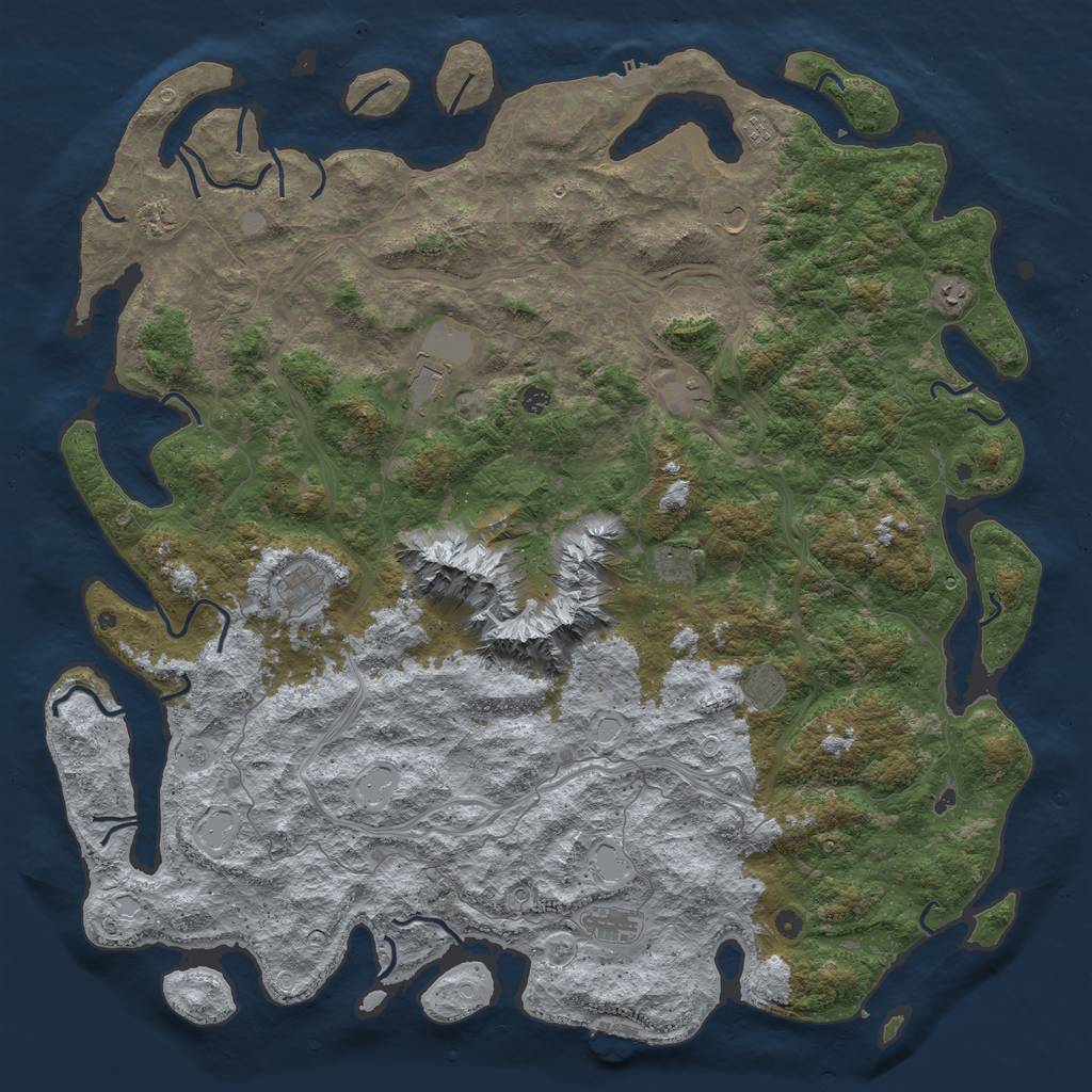 Rust Map: Procedural Map, Size: 6000, Seed: 532294175, 20 Monuments
