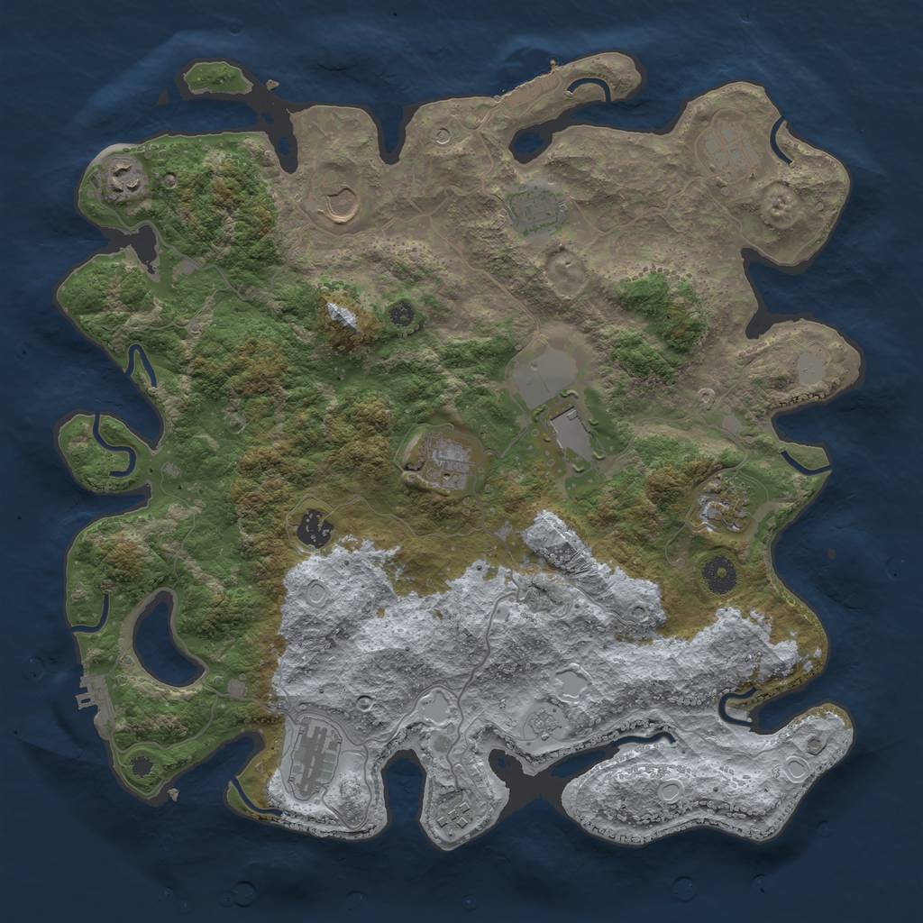 Rust Map: Procedural Map, Size: 3900, Seed: 1345, 19 Monuments