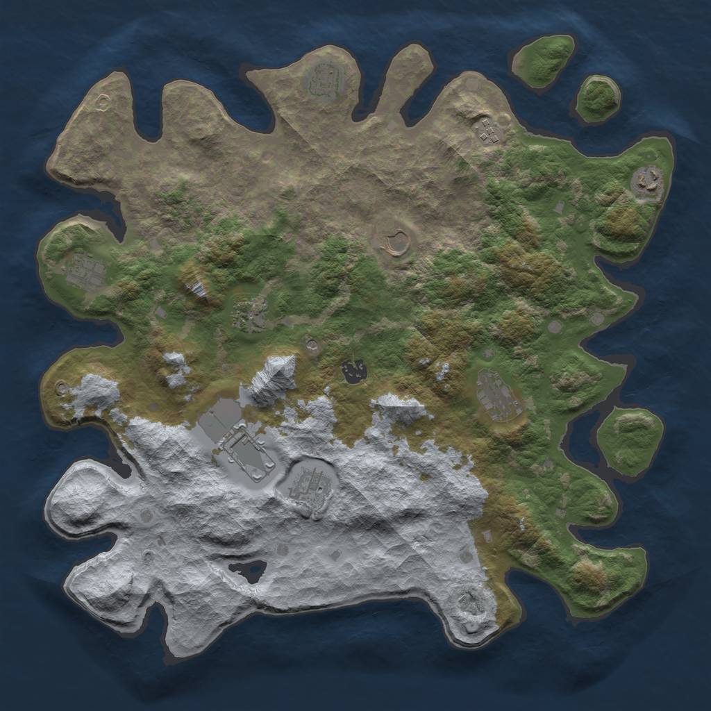 Rust Map: Barren, Size: 4250, Seed: 4005, 13 Monuments