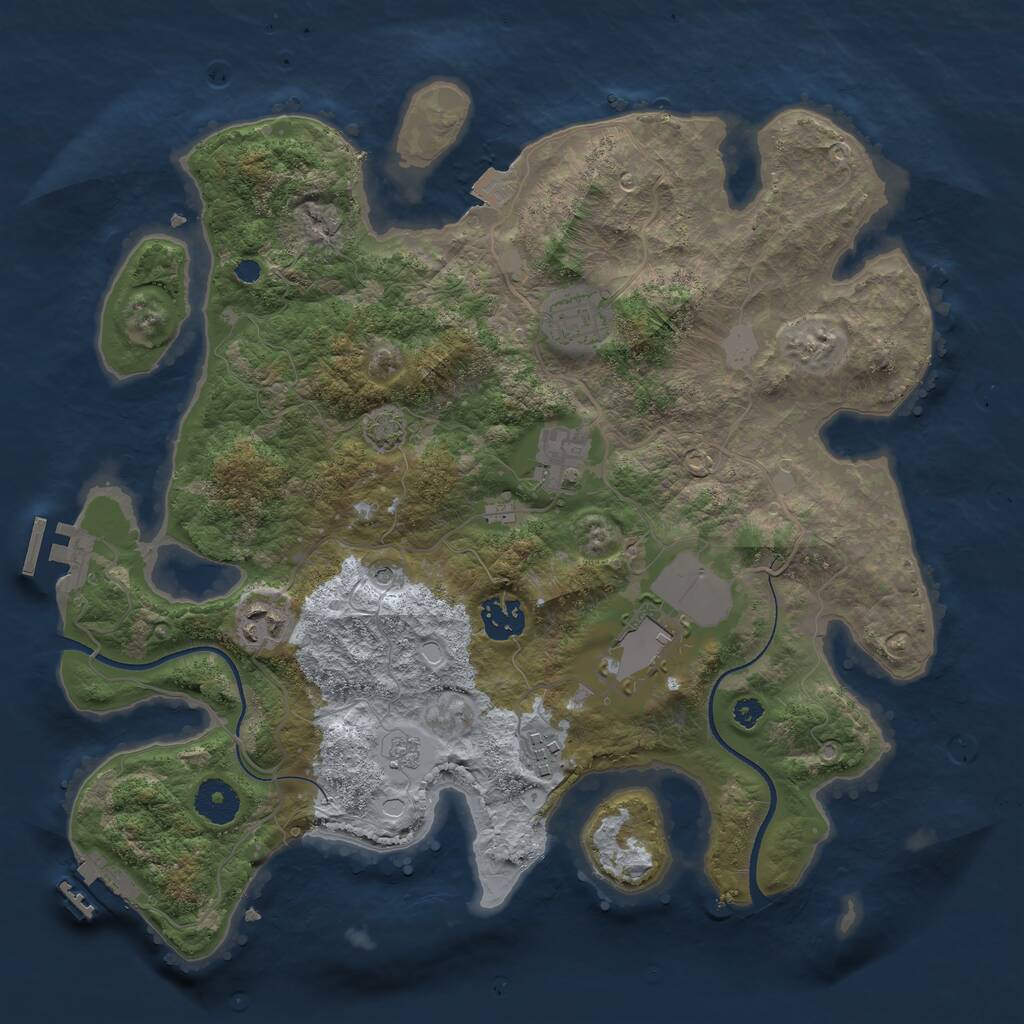 Rust Map: Procedural Map, Size: 3500, Seed: 1637728041, 12 Monuments