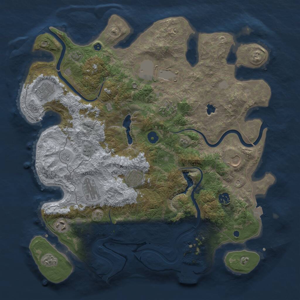 Rust Map: Procedural Map, Size: 4000, Seed: 705300, 14 Monuments