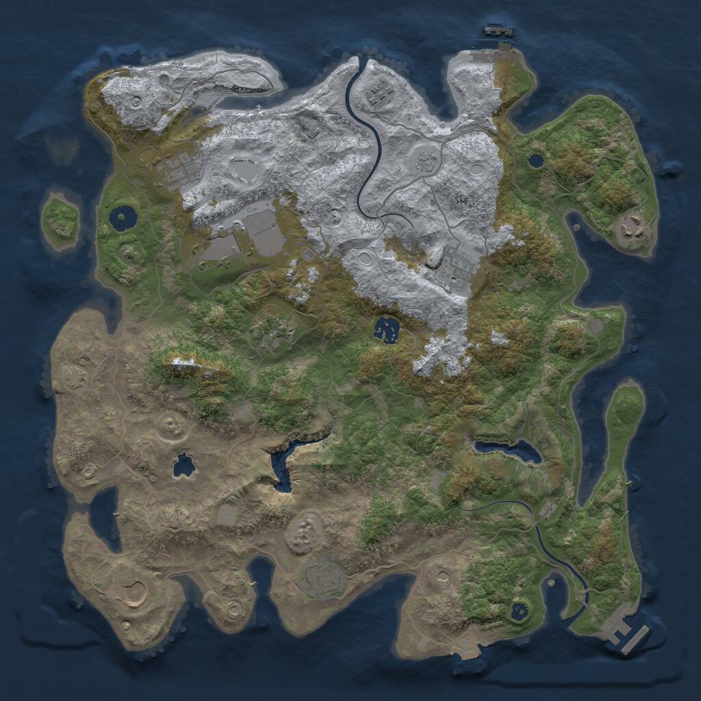 Rust Map: Procedural Map, Size: 4000, Seed: 241721, 15 Monuments