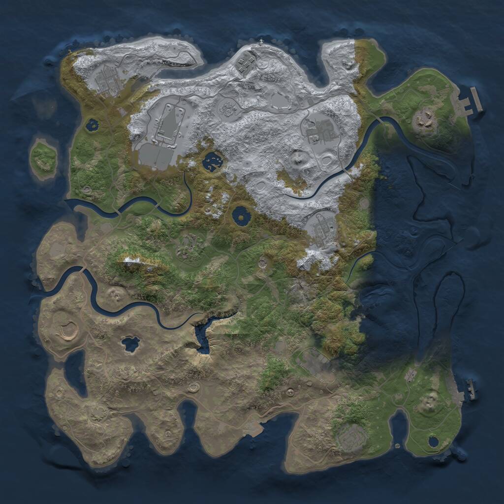 Rust Map: Procedural Map, Size: 4000, Seed: 241721, 17 Monuments