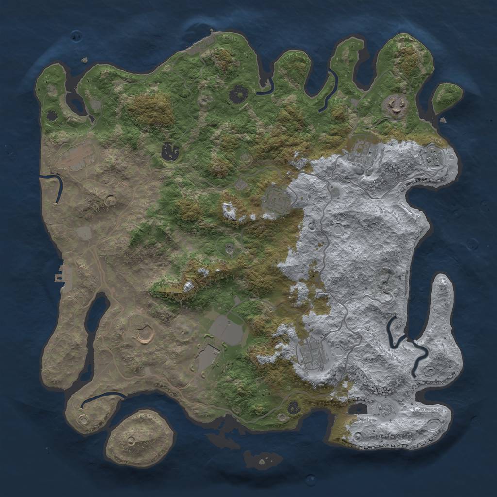 Rust Map: Procedural Map, Size: 4000, Seed: 470966, 18 Monuments