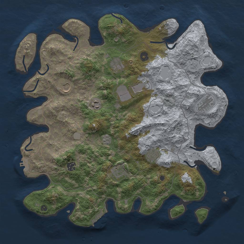 Rust Map: Procedural Map, Size: 4000, Seed: 953844, 18 Monuments