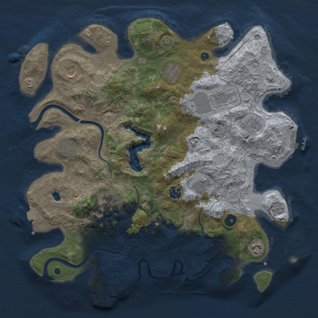 Rust Map: Procedural Map, Size: 4000, Seed: 953844, 16 Monuments