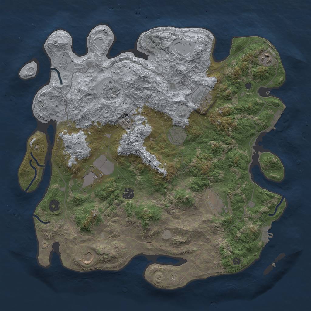 Rust Map: Procedural Map, Size: 4000, Seed: 828003, 18 Monuments