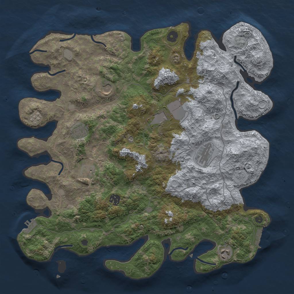 Rust Map: Procedural Map, Size: 4000, Seed: 771149, 17 Monuments