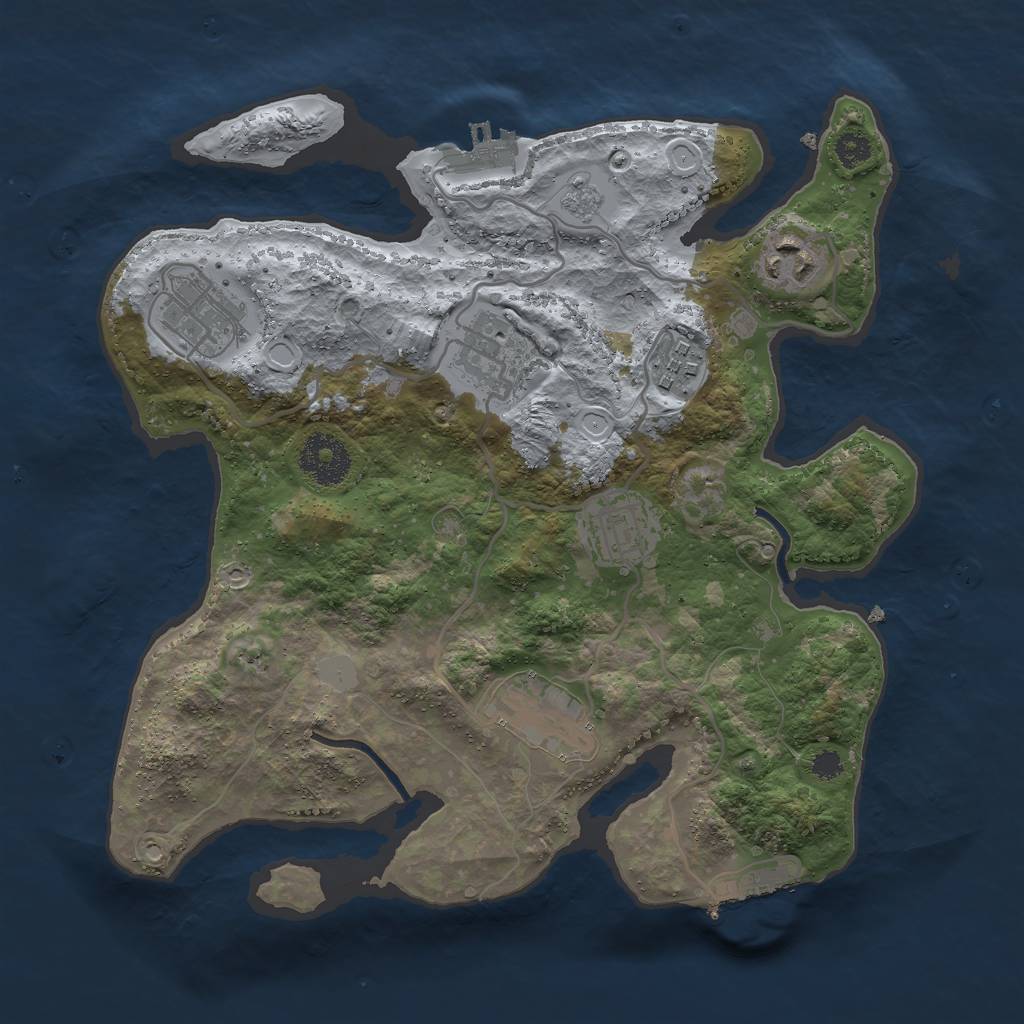 Rust Map: Procedural Map, Size: 3000, Seed: 65818, 14 Monuments