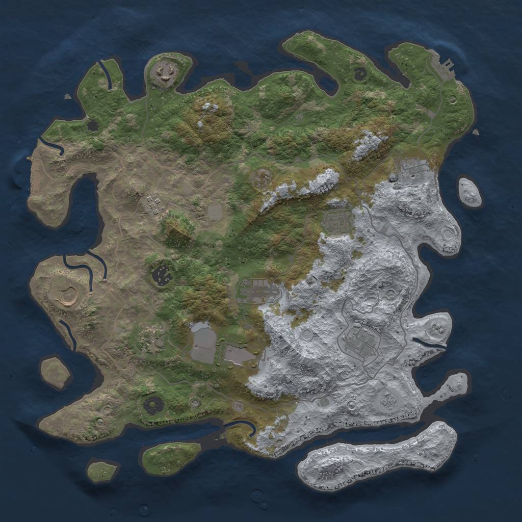 Rust Map: Procedural Map, Size: 4000, Seed: 22222, 19 Monuments