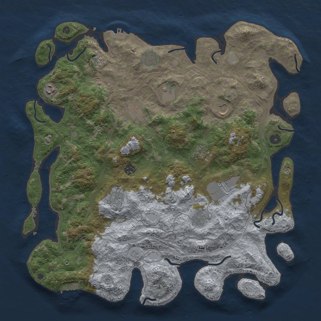 Rust Map: Procedural Map, Size: 4500, Seed: 277849926, 20 Monuments