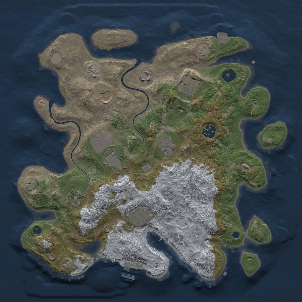 Rust Map: Procedural Map, Size: 3500, Seed: 1357937392, 13 Monuments