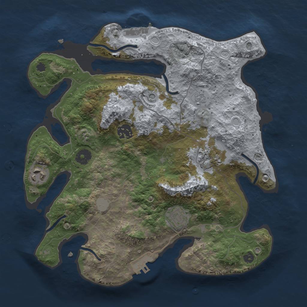 Rust Map: Procedural Map, Size: 3000, Seed: 2036636547, 13 Monuments