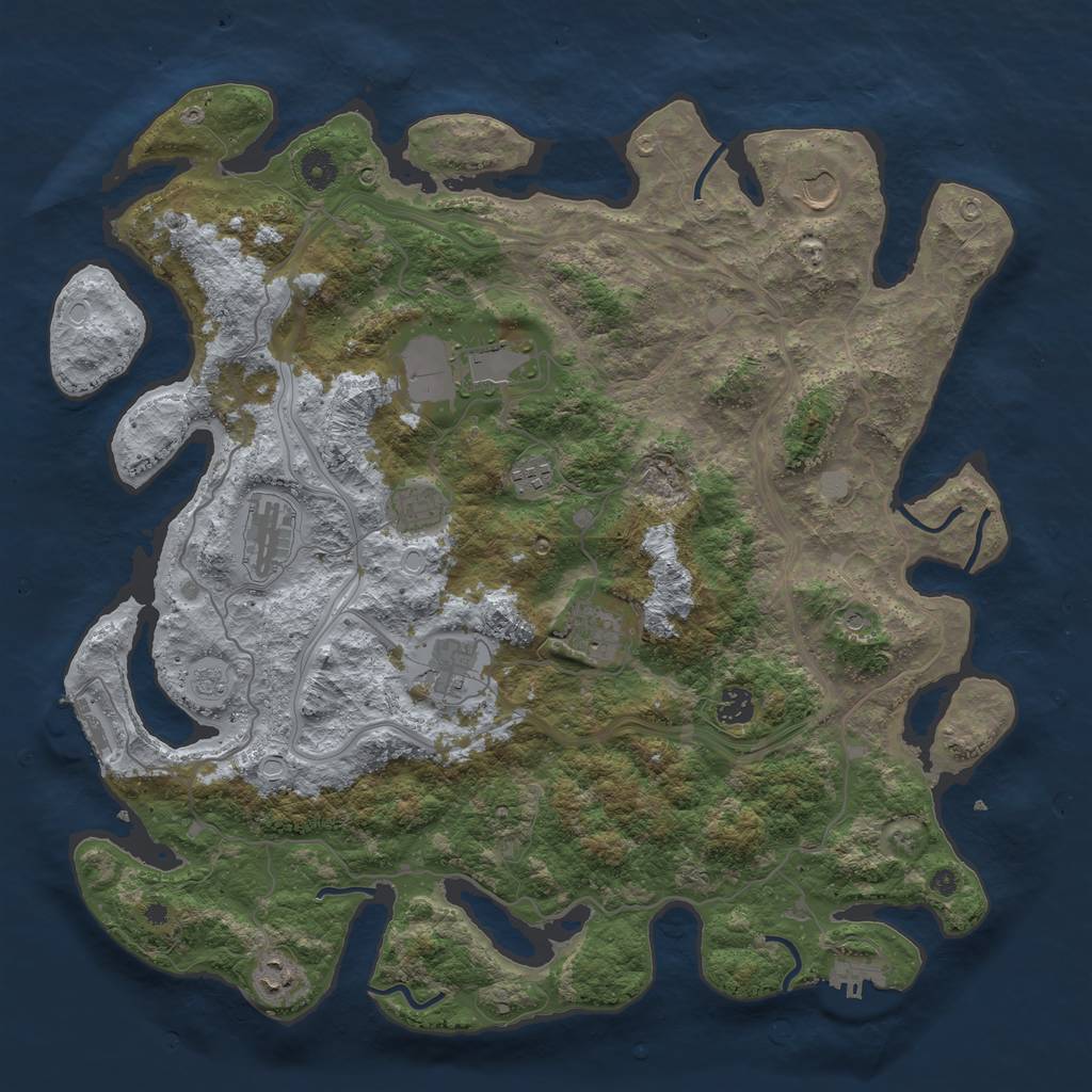 Rust Map: Procedural Map, Size: 4300, Seed: 76427851, 18 Monuments