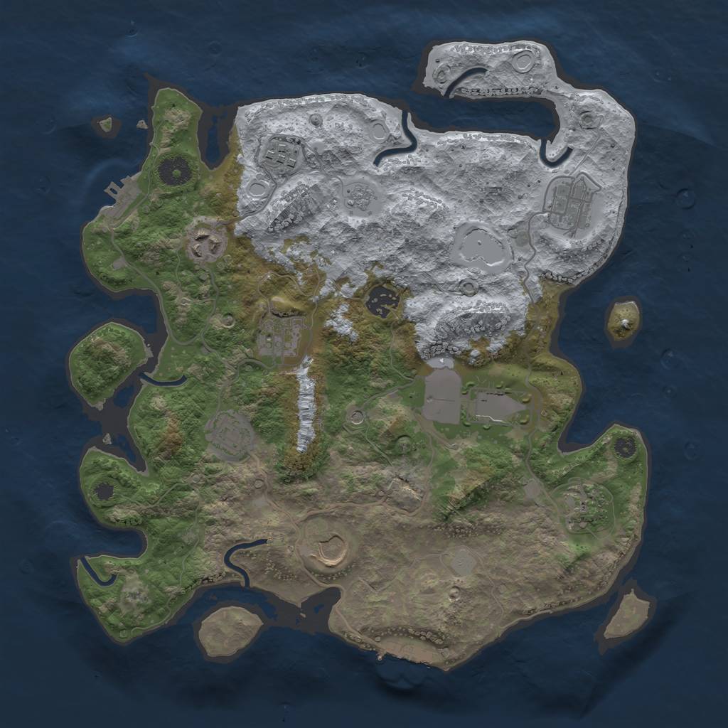 Rust Map: Procedural Map, Size: 3505, Seed: 13825, 18 Monuments
