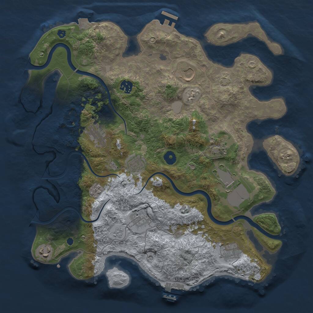 Rust Map: Procedural Map, Size: 3700, Seed: 548655, 16 Monuments