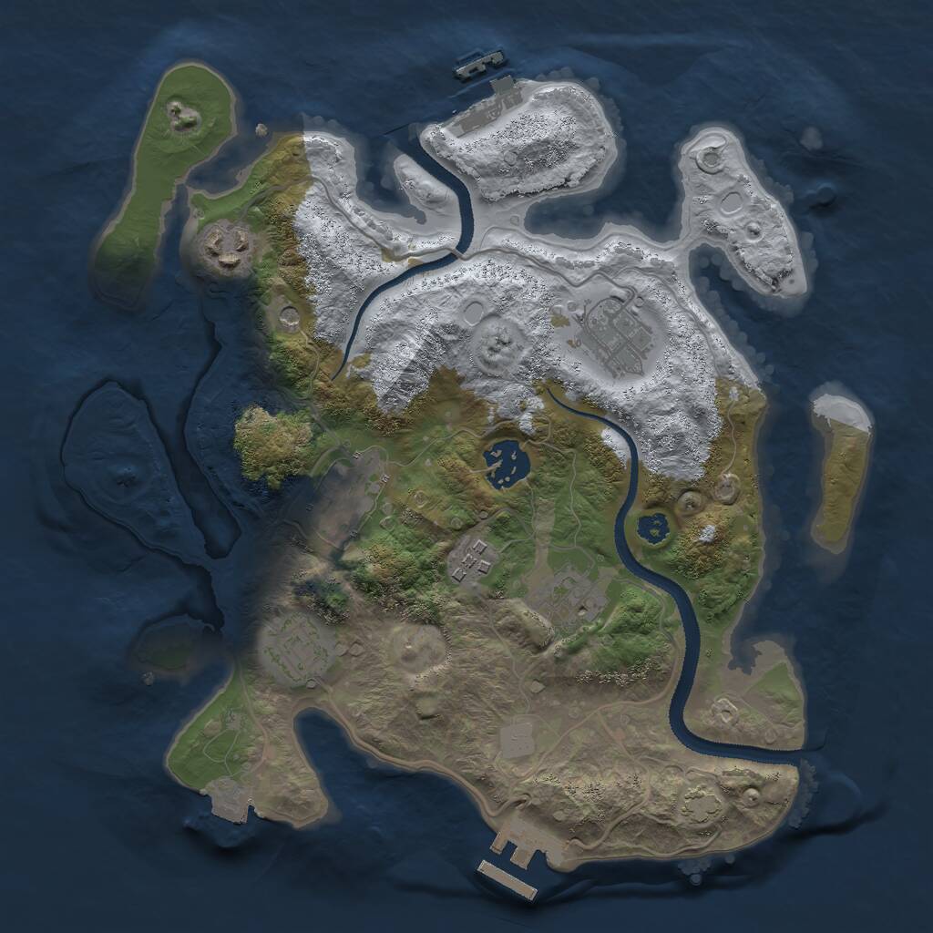 Rust Map: Procedural Map, Size: 3000, Seed: 16216, 12 Monuments