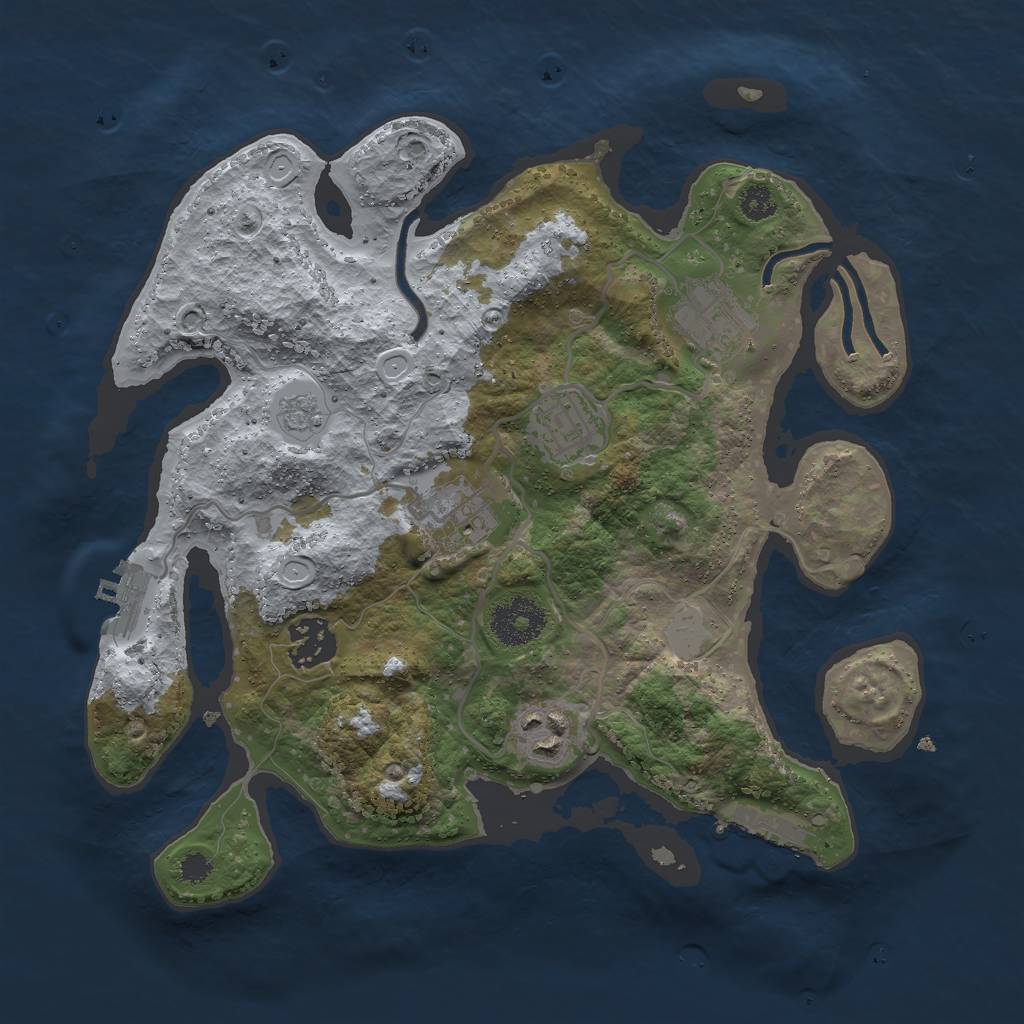 Rust Map: Procedural Map, Size: 3000, Seed: 16200, 13 Monuments