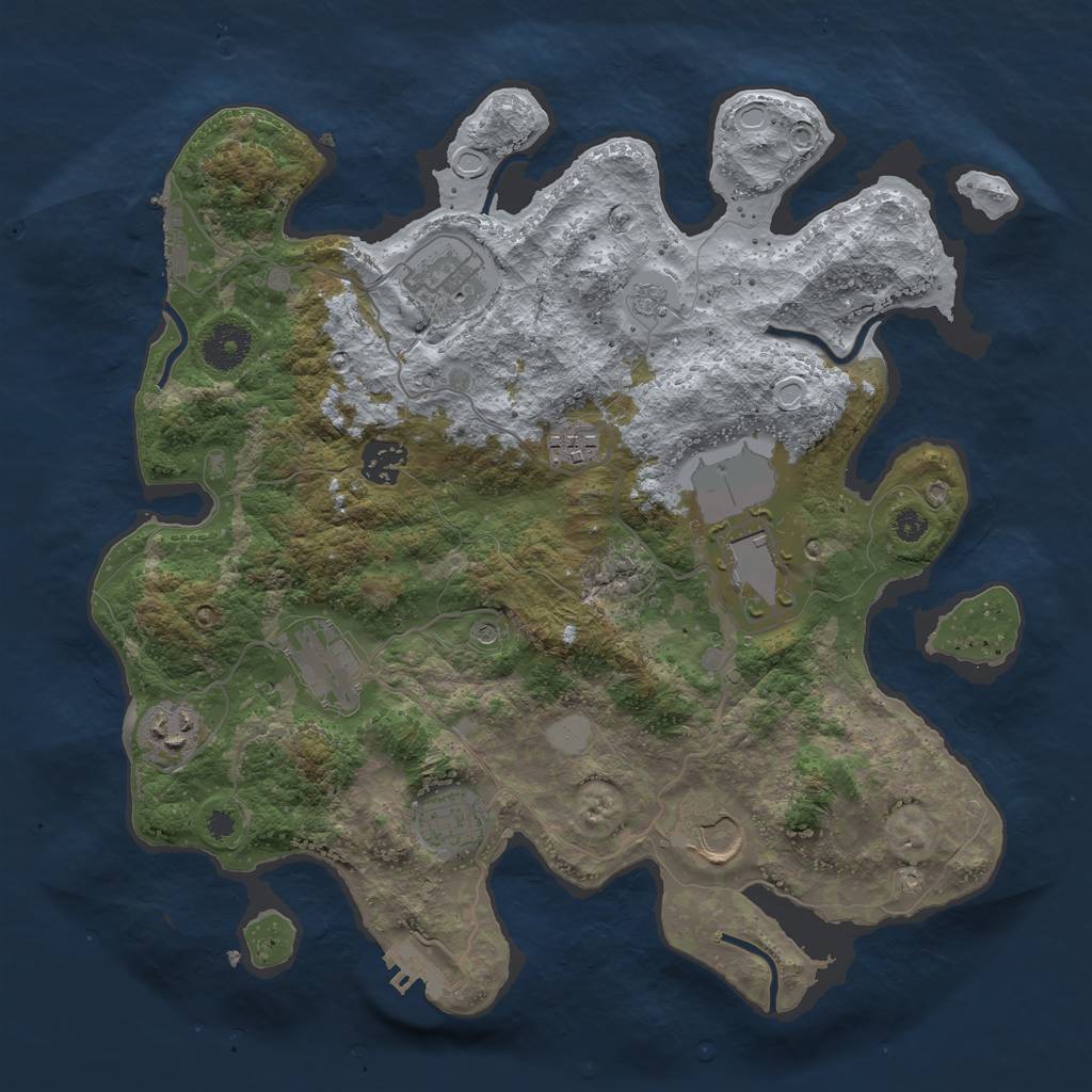 Rust Map: Procedural Map, Size: 3500, Seed: 26252783, 17 Monuments
