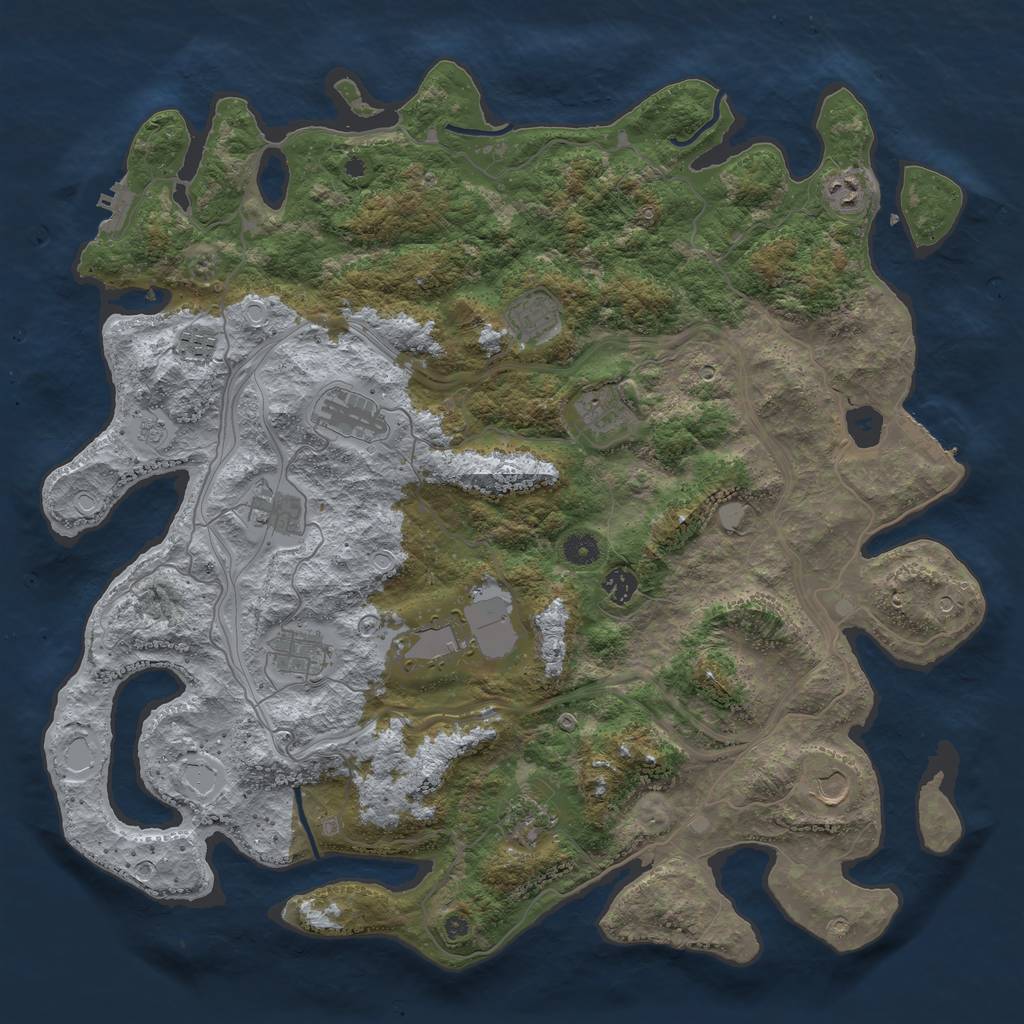 Rust Map: Procedural Map, Size: 4500, Seed: 758061227, 20 Monuments