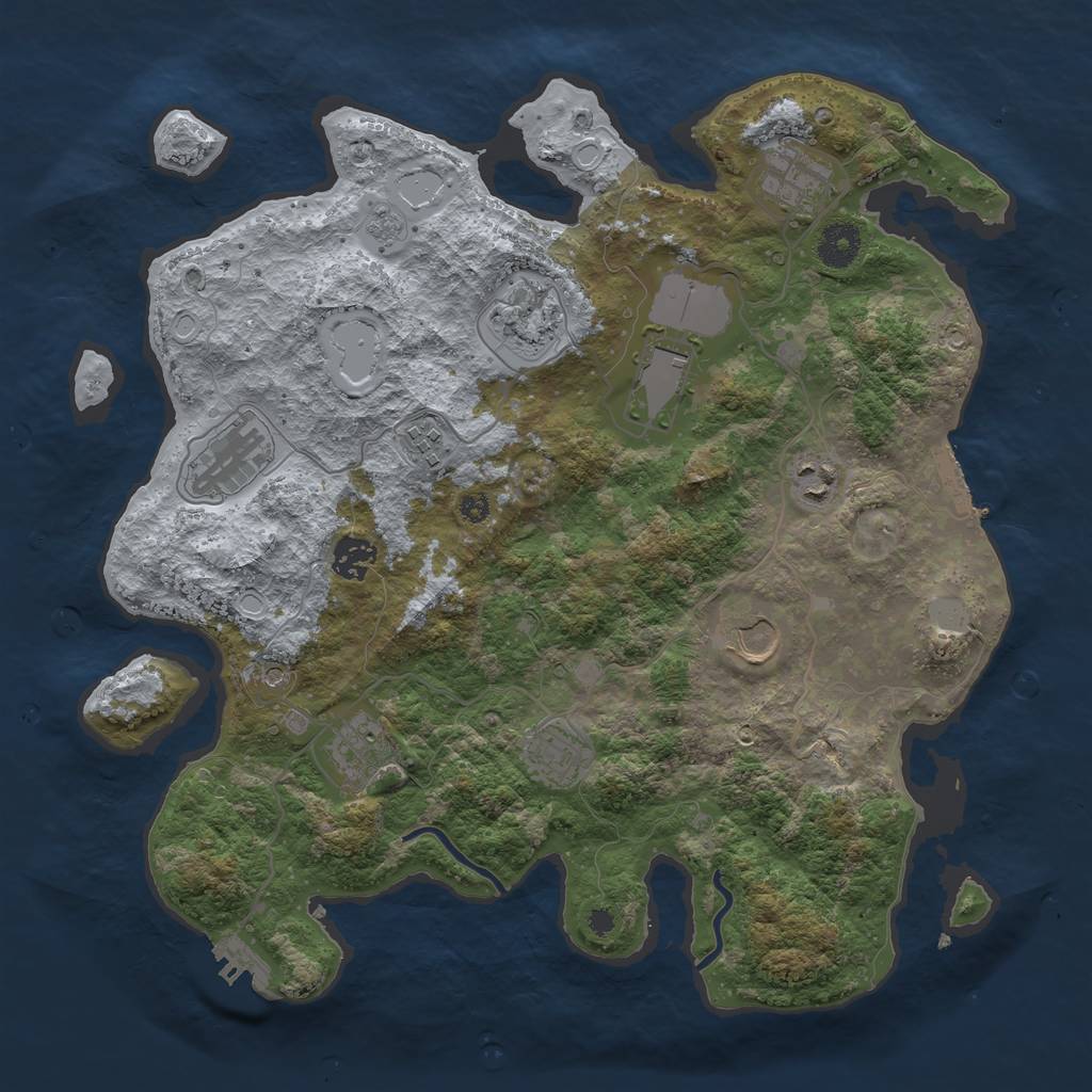 Rust Map: Procedural Map, Size: 3700, Seed: 241336254, 19 Monuments