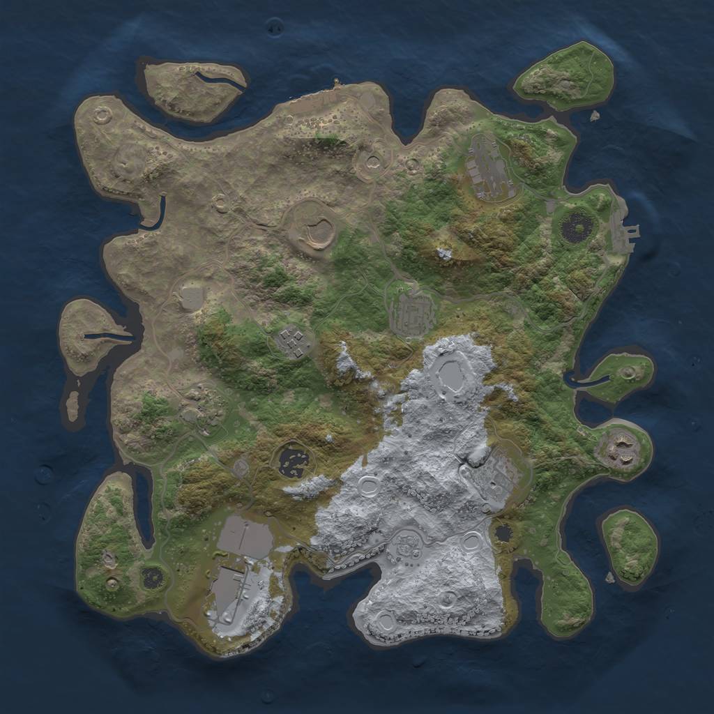 Rust Map: Procedural Map, Size: 3500, Seed: 20193357, 18 Monuments