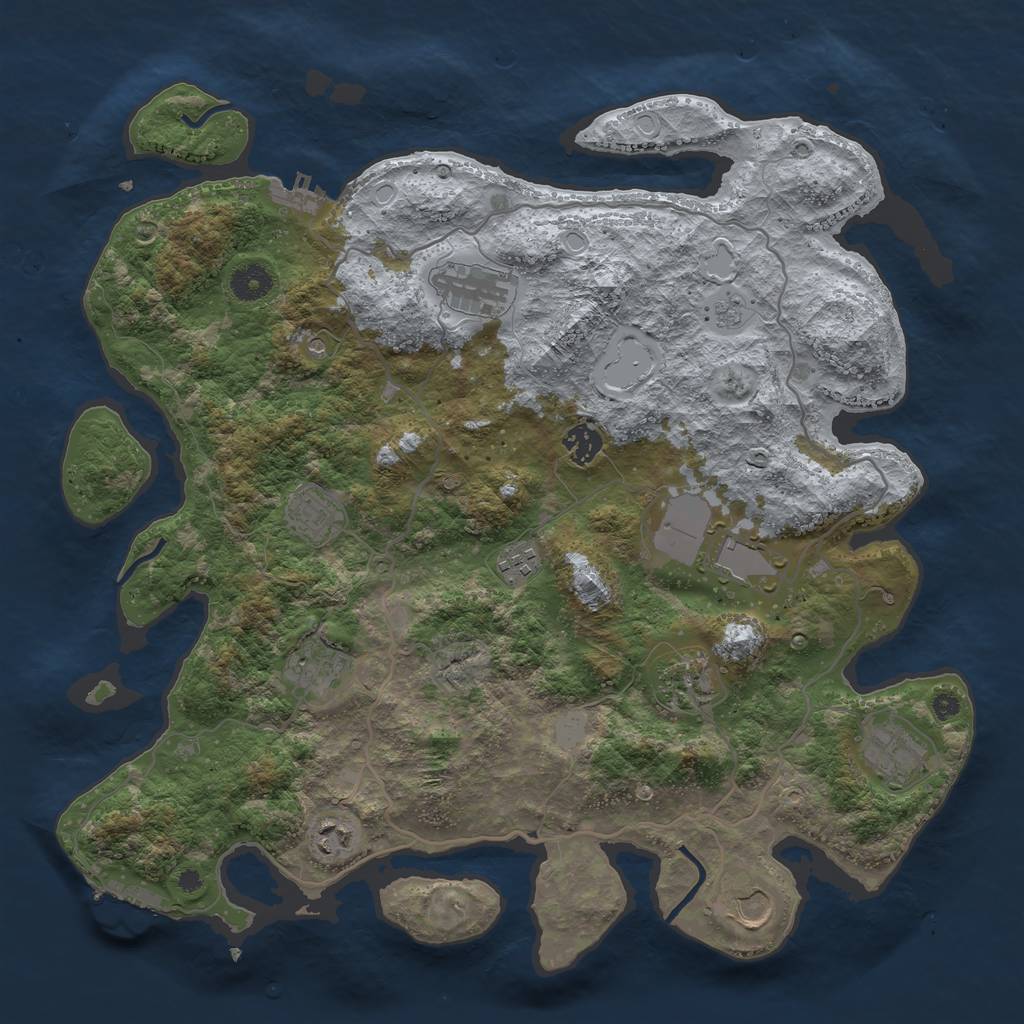 Rust Map: Procedural Map, Size: 4000, Seed: 1092069523, 19 Monuments