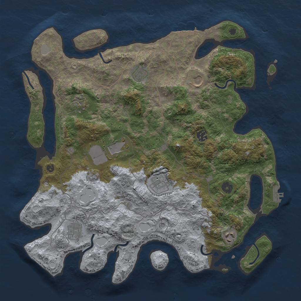Rust Map: Procedural Map, Size: 4000, Seed: 1876337770, 18 Monuments