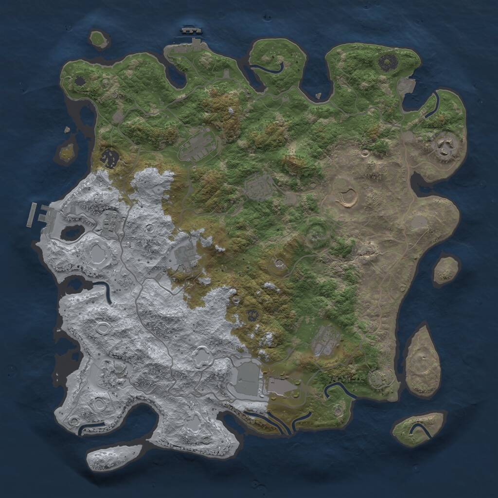 Rust Map: Procedural Map, Size: 4000, Seed: 123543, 16 Monuments