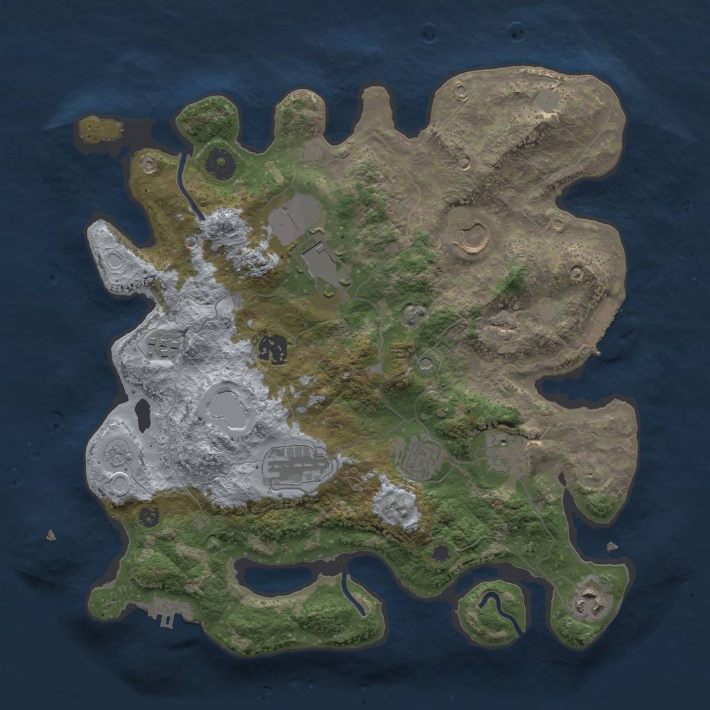 Rust Map: Procedural Map, Size: 3500, Seed: 270411738, 17 Monuments