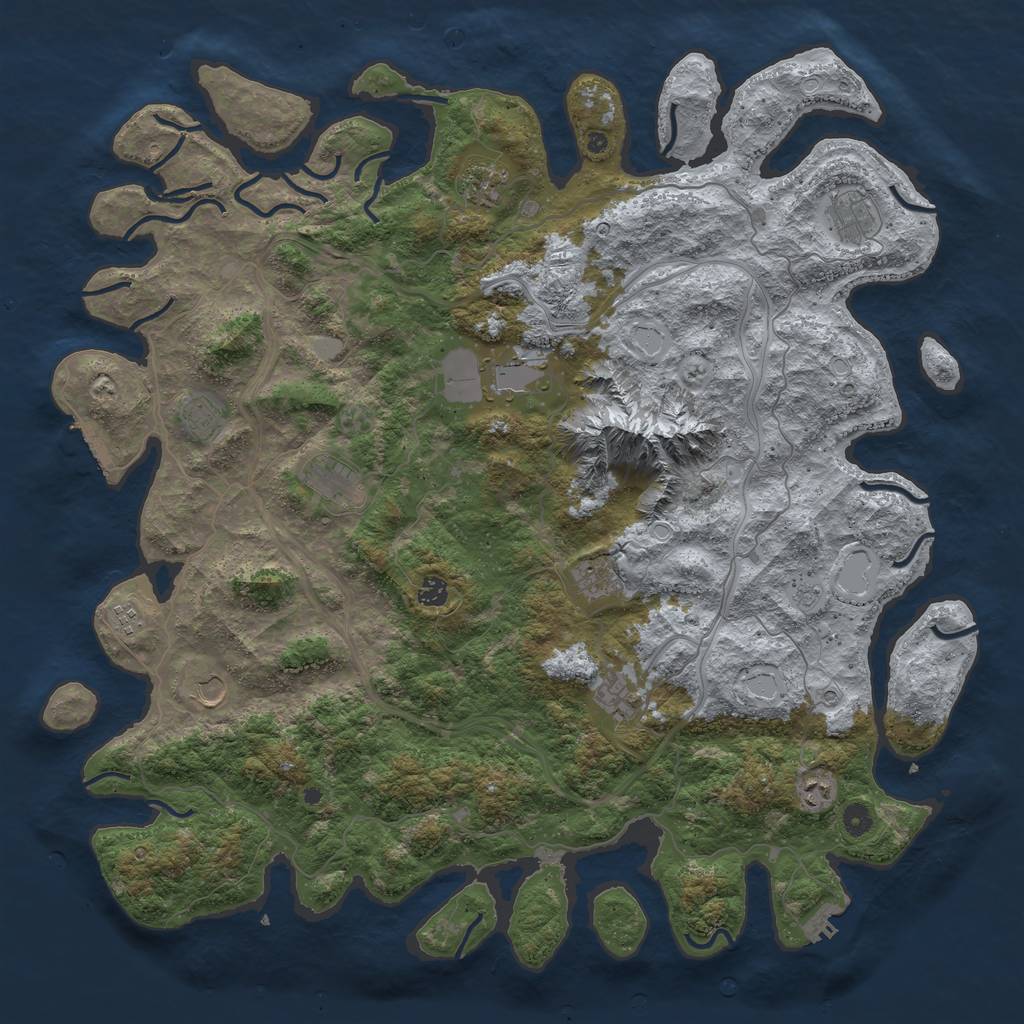 Rust Map: Procedural Map, Size: 5000, Seed: 2053477, 20 Monuments