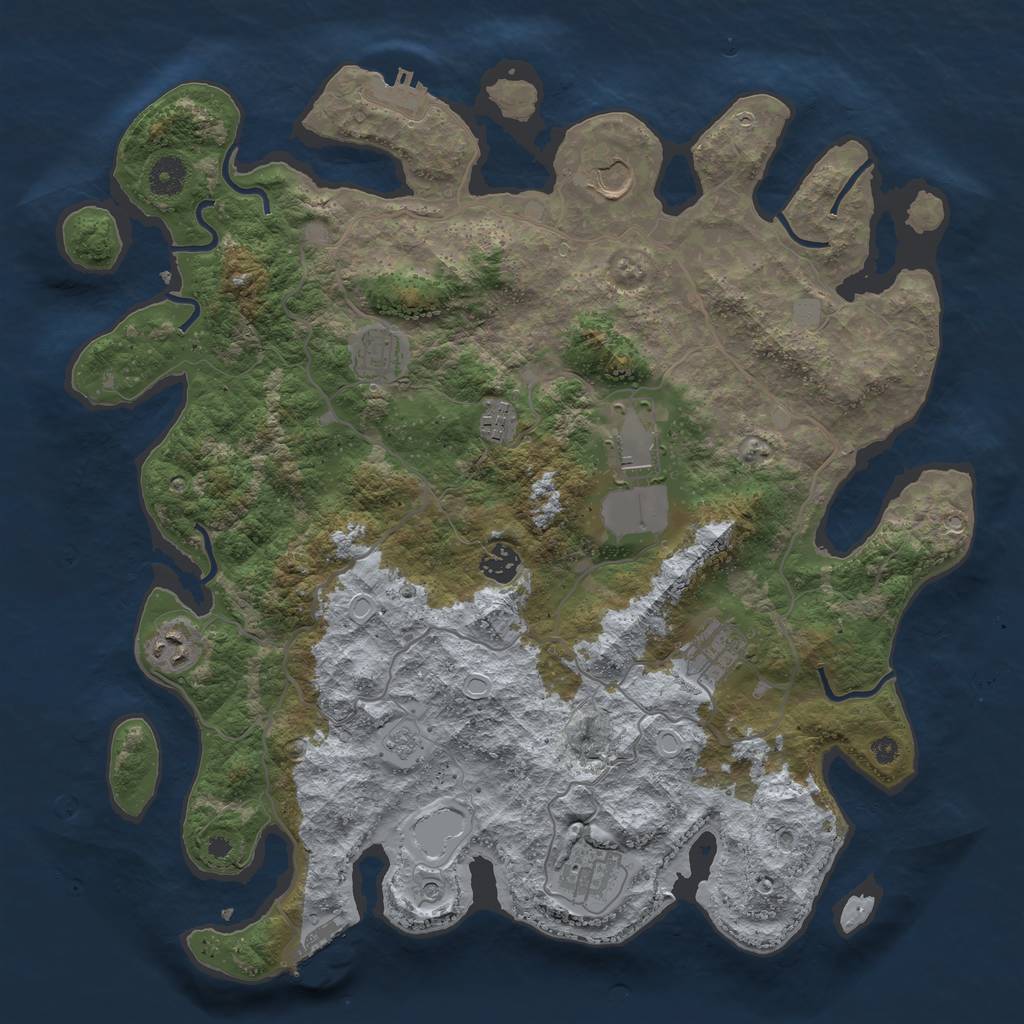 Rust Map: Procedural Map, Size: 4000, Seed: 72301429, 17 Monuments