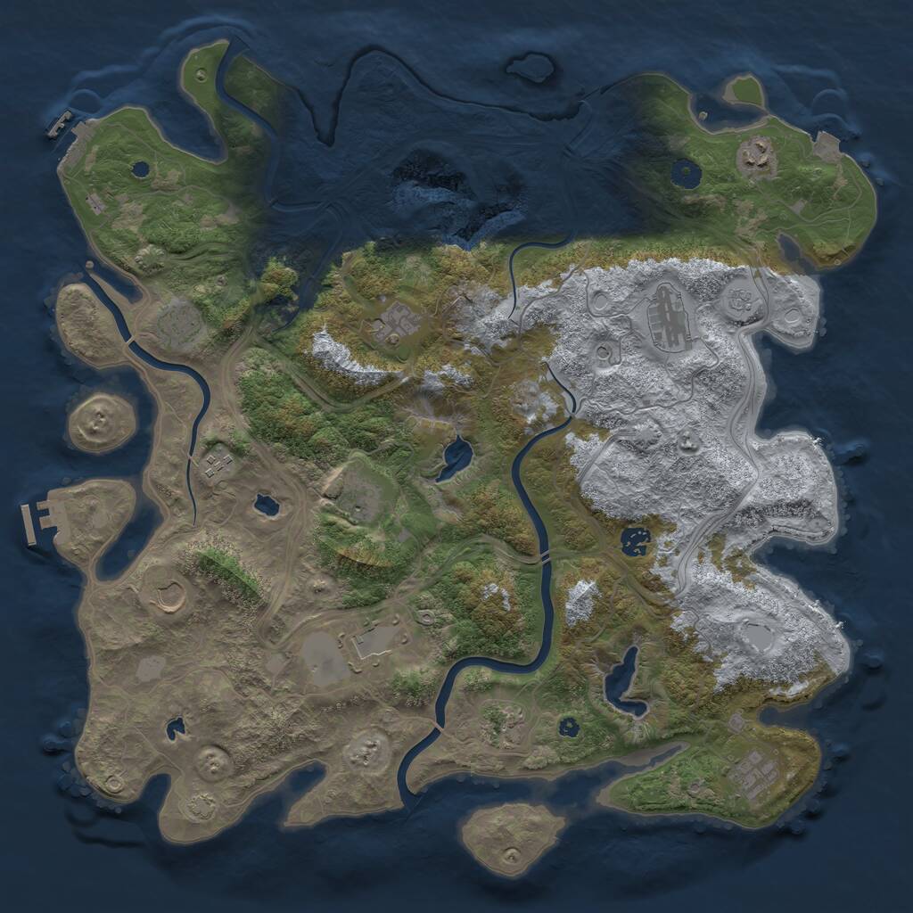 Rust Map: Procedural Map, Size: 4500, Seed: 1007891233, 17 Monuments
